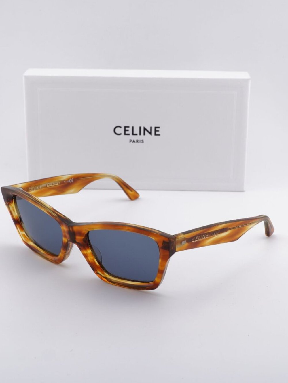 Celine CL40053I 56V Cat Eye Sunglasses – Light Havana / Blue